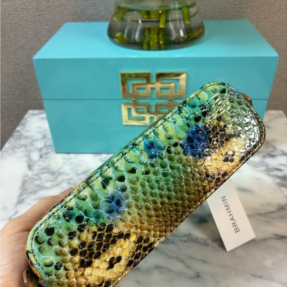 NWT Brahmin Mineral Blue Chevelle Snake Embossed Tina Cosmetic Case - Picture 5 of 8